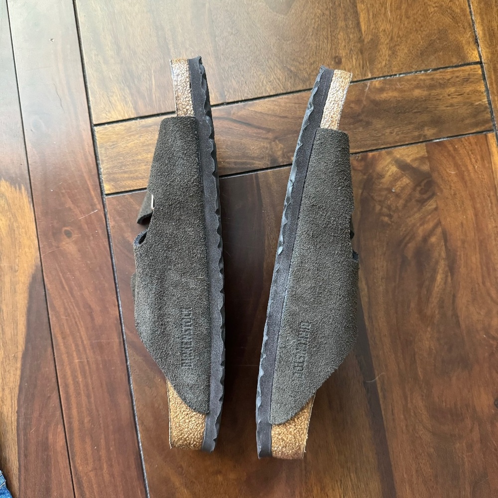 Birkenstock Arizona Suede Double Strap Sandals in Dark Brown 41 Narrow - Picture 4 of 6